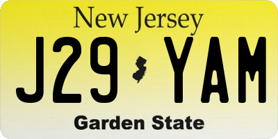 NJ license plate J29YAM