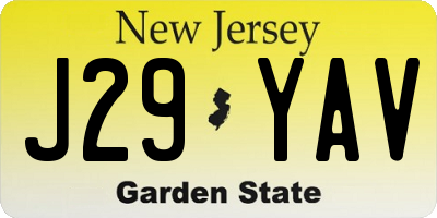 NJ license plate J29YAV