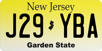NJ license plate J29YBA
