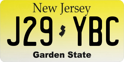 NJ license plate J29YBC