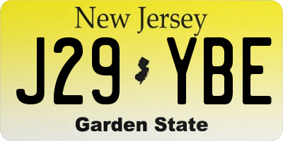 NJ license plate J29YBE