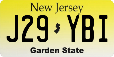 NJ license plate J29YBI