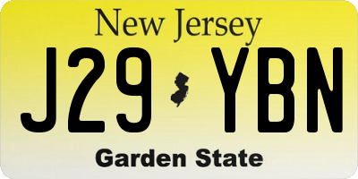NJ license plate J29YBN