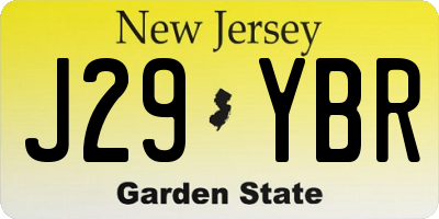 NJ license plate J29YBR