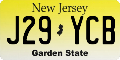NJ license plate J29YCB