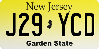 NJ license plate J29YCD