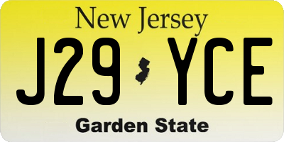 NJ license plate J29YCE