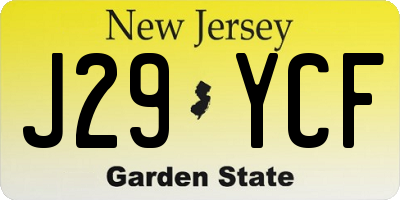 NJ license plate J29YCF