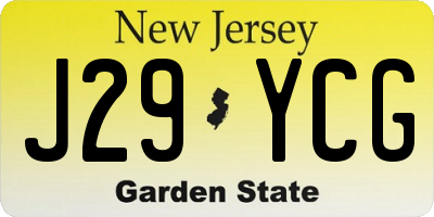 NJ license plate J29YCG