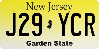 NJ license plate J29YCR