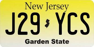 NJ license plate J29YCS