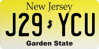 NJ license plate J29YCU