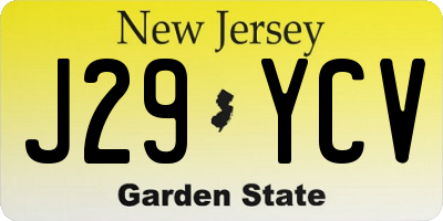 NJ license plate J29YCV