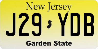 NJ license plate J29YDB
