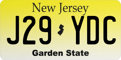 NJ license plate J29YDC