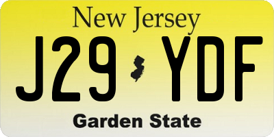 NJ license plate J29YDF