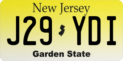 NJ license plate J29YDI