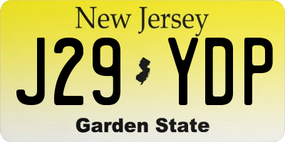 NJ license plate J29YDP