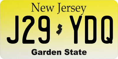 NJ license plate J29YDQ