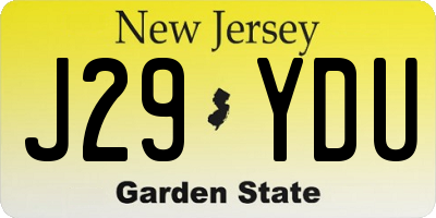 NJ license plate J29YDU