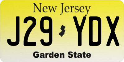 NJ license plate J29YDX