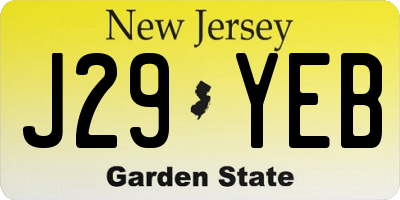 NJ license plate J29YEB