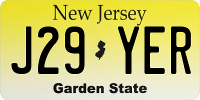 NJ license plate J29YER