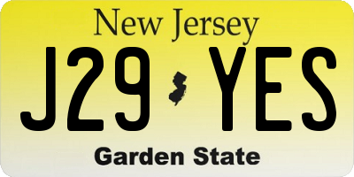 NJ license plate J29YES