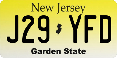 NJ license plate J29YFD