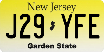 NJ license plate J29YFE