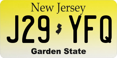 NJ license plate J29YFQ