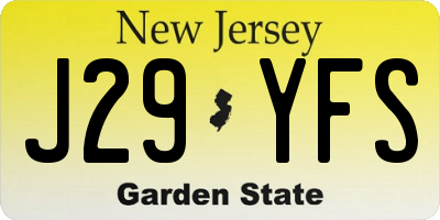 NJ license plate J29YFS