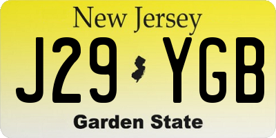 NJ license plate J29YGB