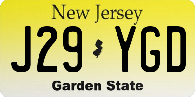 NJ license plate J29YGD