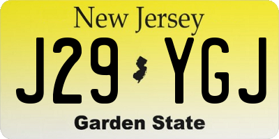 NJ license plate J29YGJ