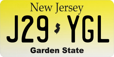 NJ license plate J29YGL