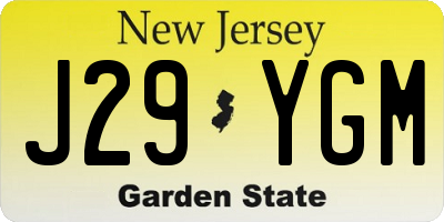 NJ license plate J29YGM