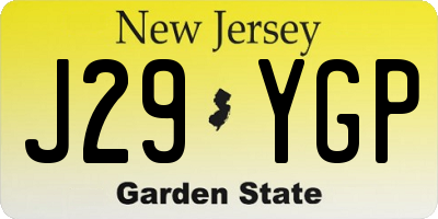 NJ license plate J29YGP