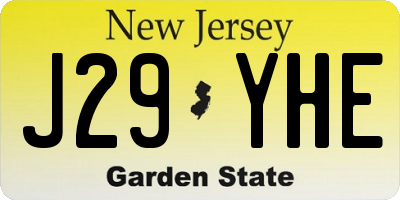 NJ license plate J29YHE
