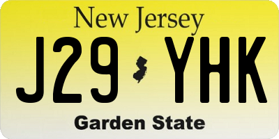 NJ license plate J29YHK