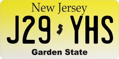NJ license plate J29YHS