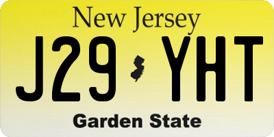 NJ license plate J29YHT