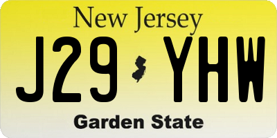 NJ license plate J29YHW