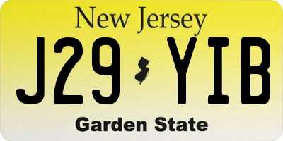 NJ license plate J29YIB