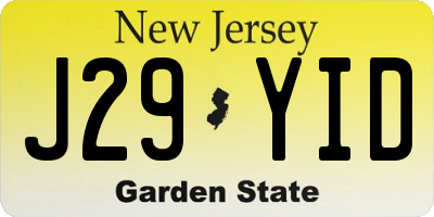 NJ license plate J29YID