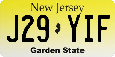NJ license plate J29YIF