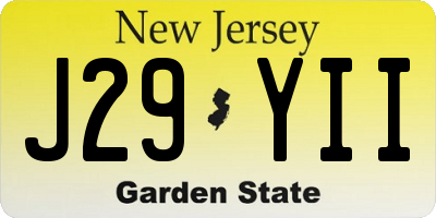 NJ license plate J29YII