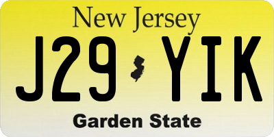 NJ license plate J29YIK