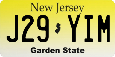 NJ license plate J29YIM