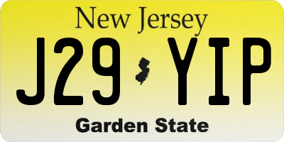 NJ license plate J29YIP